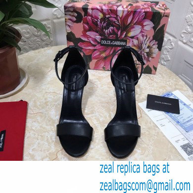 Dolce  &  Gabbana Heel 10.5cm Leather Sandals Black with D & G Heel 2021